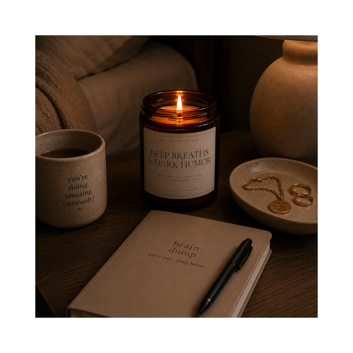 Deep Breaths & Dark Humor — Scented Soy Candle